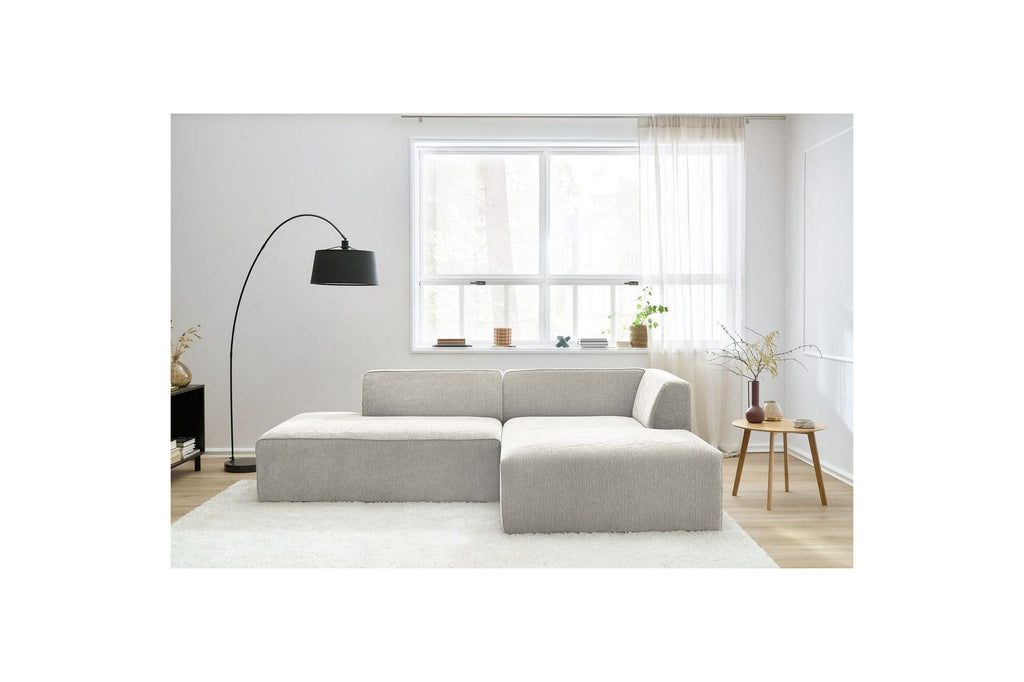 MEGEVE fixed corner sofa in textured fabric - Right-hand corner - BOBOCHIC - The Bradery