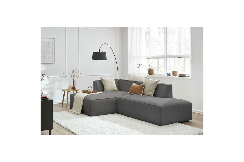 MEGEVE fixed corner sofa in textured fabric - Left-hand corner - BOBOCHIC - The Bradery