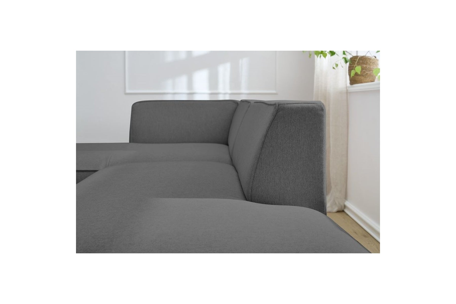 MEGEVE fixed corner sofa in textured fabric - Left-hand corner - BOBOCHIC - The Bradery