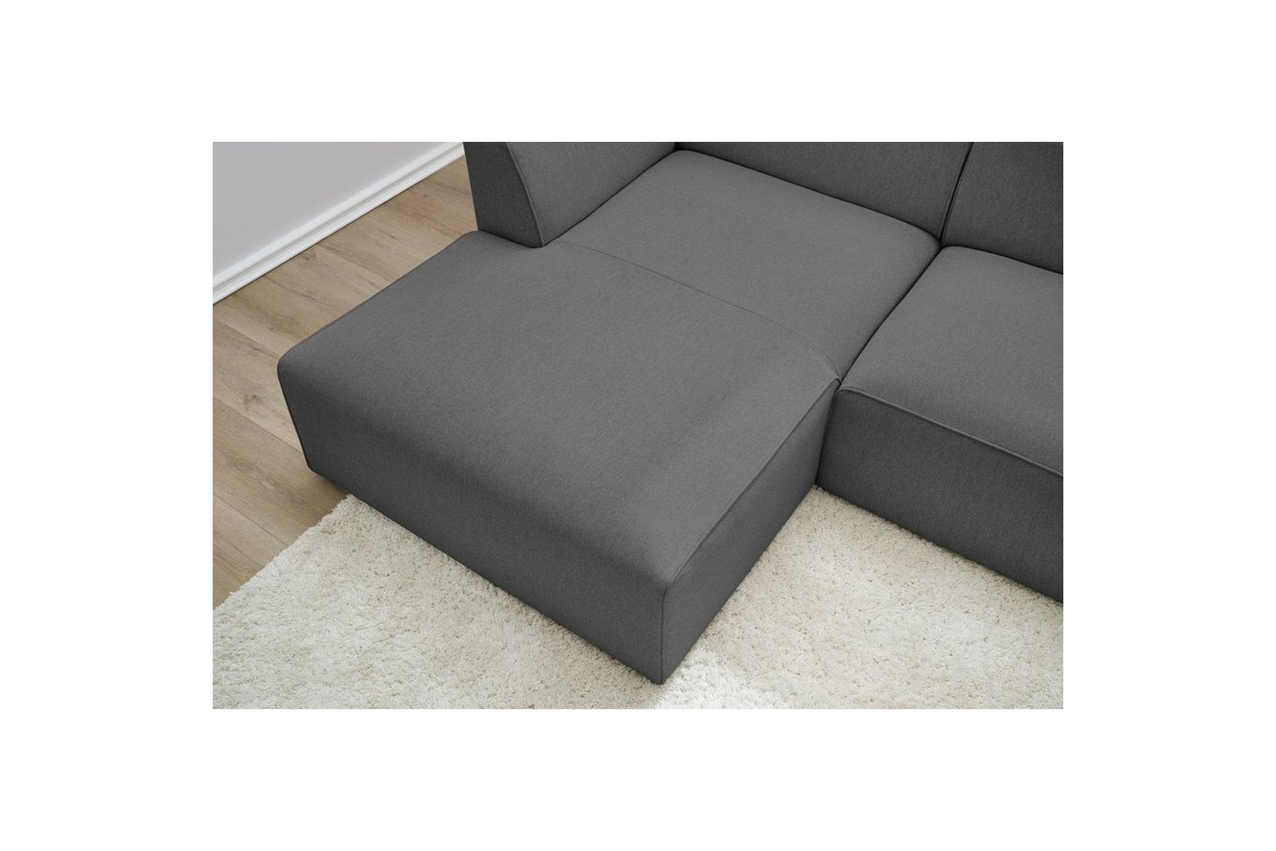 MEGEVE fixed corner sofa in textured fabric - Left-hand corner - BOBOCHIC - The Bradery
