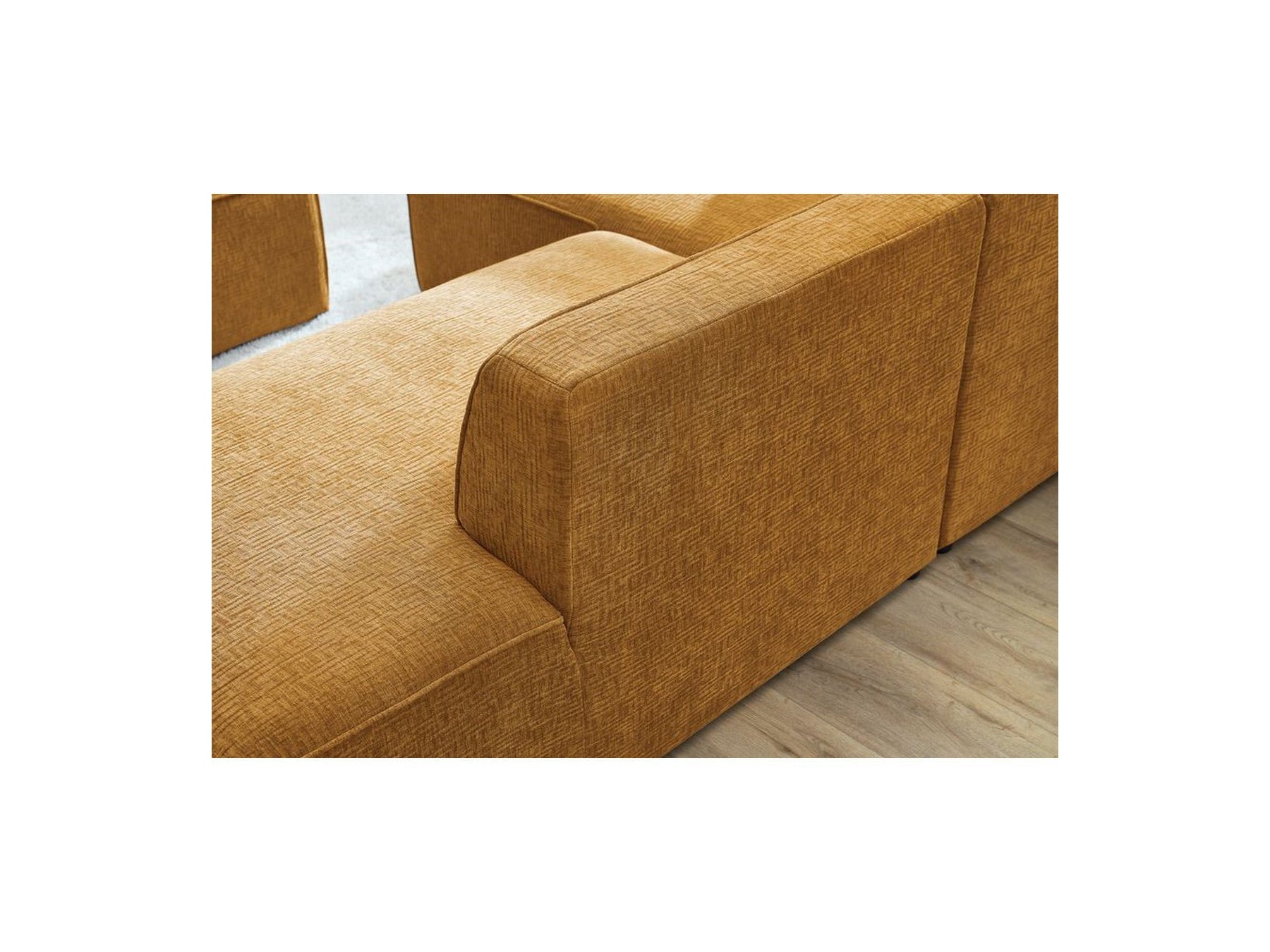 MEGEVE fixed corner sofa in textured fabric - Left-hand corner - BOBOCHIC - The Bradery