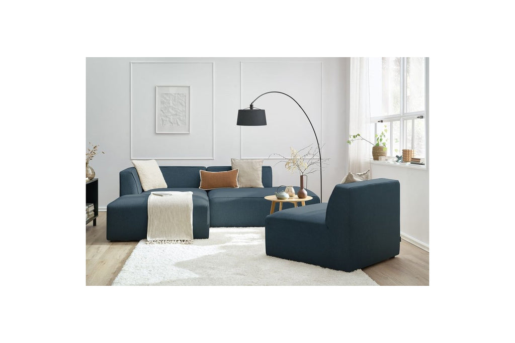 MEGEVE fixed corner sofa in textured fabric - Left-hand corner - BOBOCHIC - The Bradery
