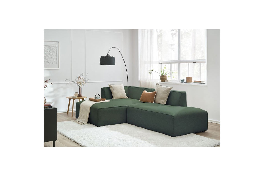 MEGEVE fixed corner sofa in textured fabric - Left-hand corner - BOBOCHIC - The Bradery