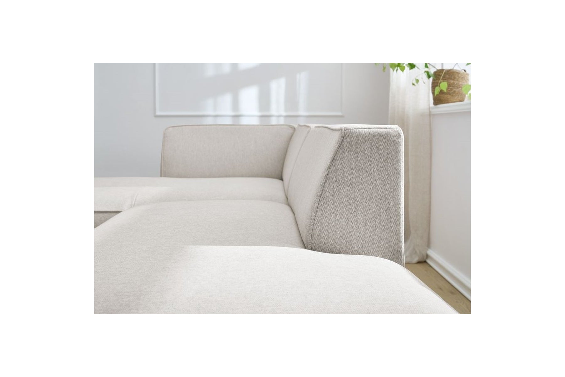 MEGEVE fixed corner sofa in textured fabric - Left-hand corner - BOBOCHIC - The Bradery
