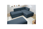 MEGEVE modular fixed corner sofa in smooth fabric with pouffe - Right-hand corner - BOBOCHIC - The Bradery