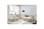 MEGEVE modular fixed corner sofa in smooth fabric with pouffe - Right-hand corner - BOBOCHIC - The Bradery
