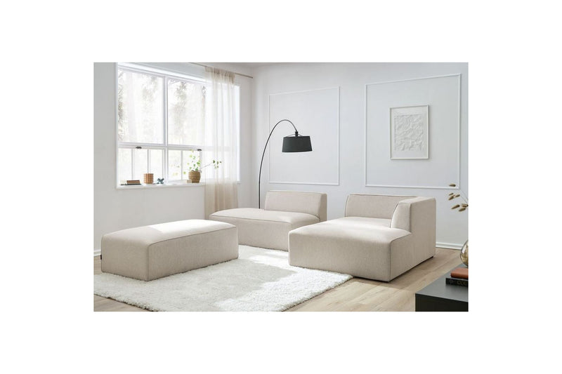Canapé d'angle fixe modulable MEGEVE tissu lisse avec pouf - Angle droit - BOBOCHIC - The Bradery