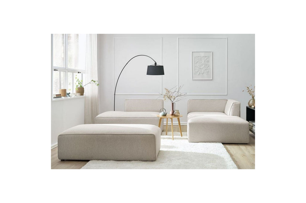 MEGEVE modular fixed corner sofa in smooth fabric with pouffe - Right-hand corner - BOBOCHIC - The Bradery
