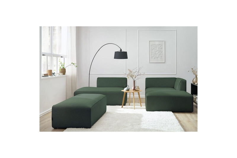 Canapé d'angle fixe modulable MEGEVE tissu lisse avec pouf - Angle droit - BOBOCHIC - The Bradery