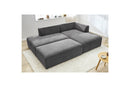 Canapé d'angle fixe modulable MEGEVE tissu lisse avec pouf - Angle droit - BOBOCHIC - The Bradery