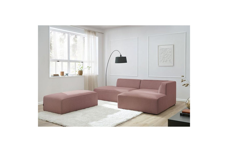 Canapé d'angle fixe modulable MEGEVE tissu lisse avec pouf - Angle droit - BOBOCHIC - The Bradery