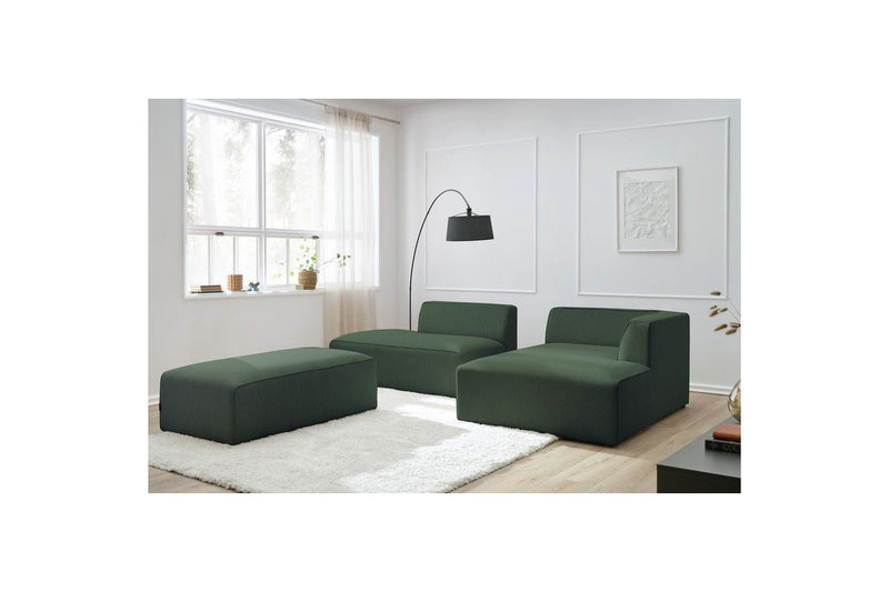 Canapé d'angle fixe modulable MEGEVE tissu lisse avec pouf - Angle droit - BOBOCHIC - The Bradery