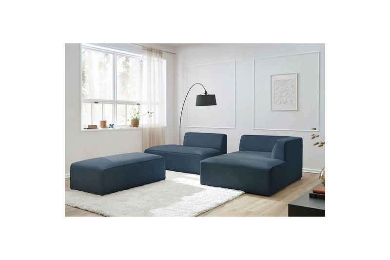 Canapé d'angle fixe modulable MEGEVE tissu lisse avec pouf - Angle droit - BOBOCHIC - The Bradery