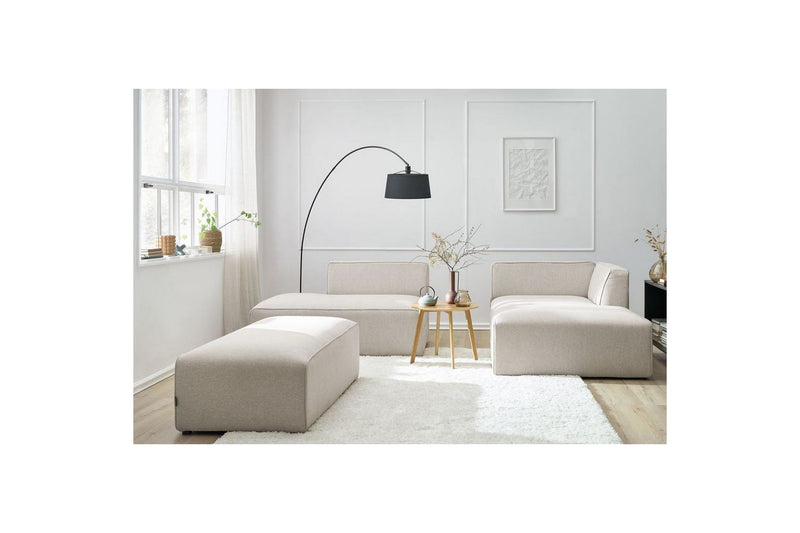 Canapé d'angle fixe modulable MEGEVE tissu lisse avec pouf - Angle droit - BOBOCHIC - The Bradery