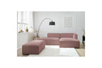 MEGEVE modular fixed corner sofa in smooth fabric with pouffe - Right-hand corner - BOBOCHIC - The Bradery
