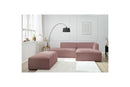 Canapé d'angle fixe modulable MEGEVE tissu lisse avec pouf - Angle droit - BOBOCHIC - The Bradery