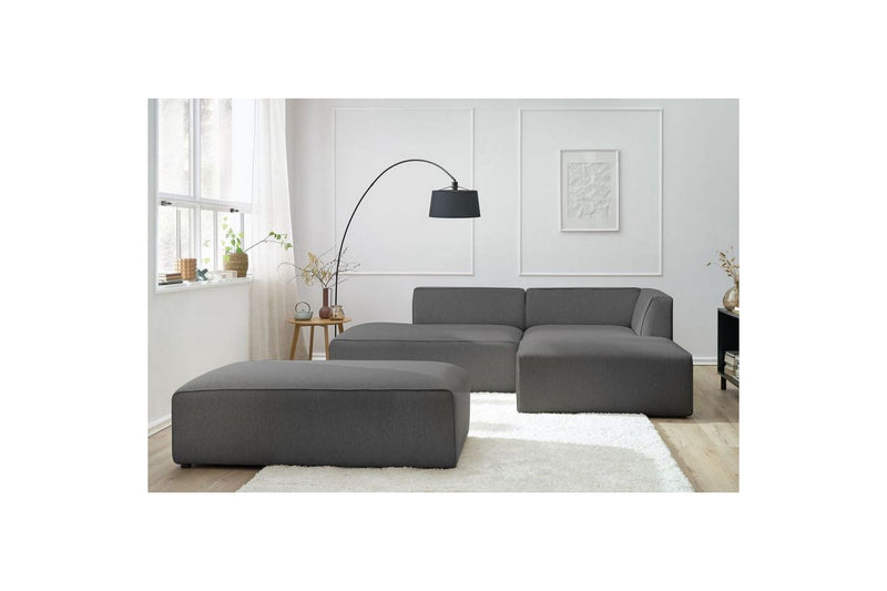 Canapé d'angle fixe modulable MEGEVE tissu lisse avec pouf - Angle droit - BOBOCHIC - The Bradery