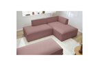MEGEVE modular fixed corner sofa in smooth fabric with pouffe - Right-hand corner - BOBOCHIC - The Bradery