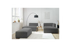 MEGEVE modular fixed corner sofa in smooth fabric with pouffe - Right-hand corner - BOBOCHIC - The Bradery