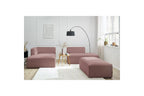 Modular fixed corner sofa MEGEVE in smooth fabric with pouffe - Left-hand corner - BOBOCHIC - The Bradery