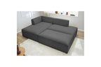 Modular fixed corner sofa MEGEVE in smooth fabric with pouffe - Left-hand corner - BOBOCHIC - The Bradery