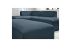 Modular fixed corner sofa MEGEVE in smooth fabric with pouffe - Left-hand corner - BOBOCHIC - The Bradery