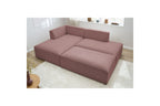 Modular fixed corner sofa MEGEVE in smooth fabric with pouffe - Left-hand corner - BOBOCHIC - The Bradery