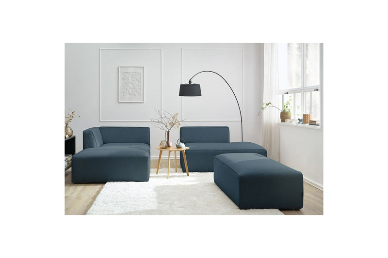 Canapé d'angle fixe modulable MEGEVE tissu lisse avec pouf - Angle gauche - BOBOCHIC - The Bradery