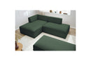 Canapé d'angle fixe modulable MEGEVE tissu lisse avec pouf - Angle gauche - BOBOCHIC - The Bradery