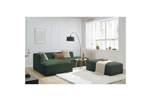Canapé d'angle fixe modulable MEGEVE tissu lisse avec pouf - Angle gauche - BOBOCHIC - The Bradery