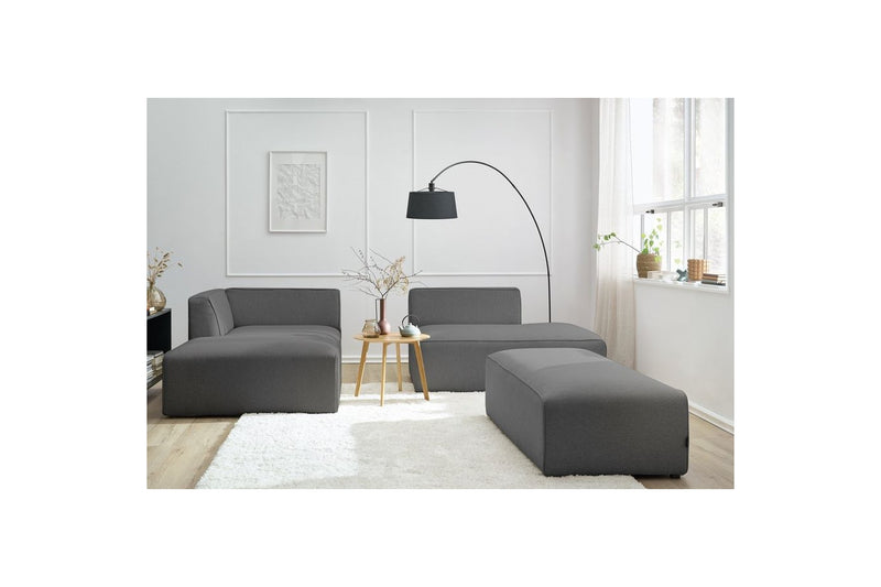 Canapé d'angle fixe modulable MEGEVE tissu lisse avec pouf - Angle gauche - BOBOCHIC - The Bradery