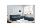 Modular fixed corner sofa MEGEVE in smooth fabric with pouffe - Left-hand corner - BOBOCHIC - The Bradery