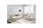Modular fixed corner sofa MEGEVE in smooth fabric with pouffe - Left-hand corner - BOBOCHIC - The Bradery