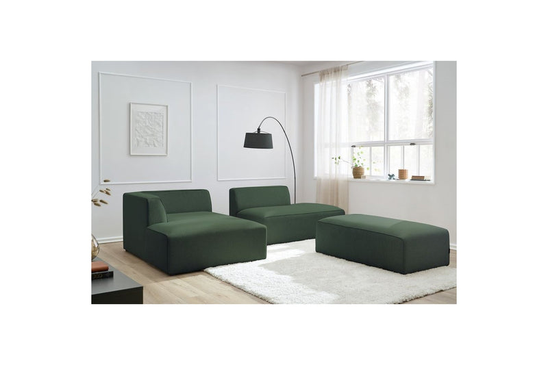 Canapé d'angle fixe modulable MEGEVE tissu lisse avec pouf - Angle gauche - BOBOCHIC - The Bradery