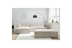 Modular fixed corner sofa MEGEVE in smooth fabric with pouffe - Left-hand corner - BOBOCHIC - The Bradery