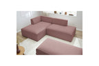 Modular fixed corner sofa MEGEVE in smooth fabric with pouffe - Left-hand corner - BOBOCHIC - The Bradery
