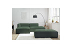 Modular fixed corner sofa MEGEVE in smooth fabric with pouffe - Left-hand corner - BOBOCHIC - The Bradery