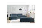 Modular fixed corner sofa MEGEVE in smooth fabric with pouffe - Left-hand corner - BOBOCHIC - The Bradery