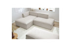 Modular fixed corner sofa MEGEVE in smooth fabric with pouffe - Left-hand corner - BOBOCHIC - The Bradery