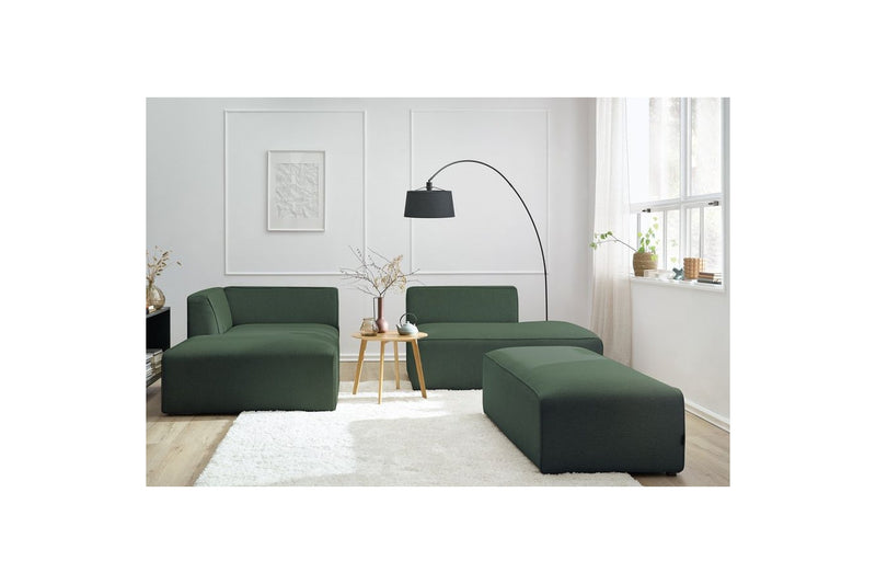 Canapé d'angle fixe modulable MEGEVE tissu lisse avec pouf - Angle gauche - BOBOCHIC - The Bradery