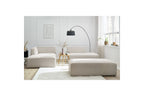 Modular fixed corner sofa MEGEVE in smooth fabric with pouffe - Left-hand corner - BOBOCHIC - The Bradery