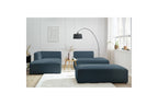 Modular fixed corner sofa MEGEVE in smooth fabric with pouffe - Left-hand corner - BOBOCHIC - The Bradery