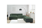 Modular fixed corner sofa MEGEVE in smooth fabric with pouffe - Left-hand corner - BOBOCHIC - The Bradery