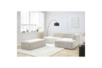 MEGEVE modular fixed corner sofa in textured fabric with pouffe - Right-hand corner - BOBOCHIC - The Bradery