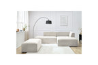 MEGEVE modular fixed corner sofa in textured fabric with pouffe - Right-hand corner - BOBOCHIC - The Bradery