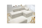 MEGEVE modular fixed corner sofa in textured fabric with pouffe - Right-hand corner - BOBOCHIC - The Bradery