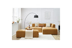 MEGEVE modular fixed corner sofa in textured fabric with pouffe - Right-hand corner - BOBOCHIC - The Bradery