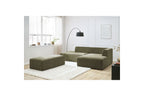 MEGEVE modular fixed corner sofa in textured fabric with pouffe - Right-hand corner - BOBOCHIC - The Bradery