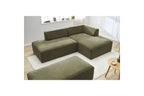 MEGEVE modular fixed corner sofa in textured fabric with pouffe - Right-hand corner - BOBOCHIC - The Bradery