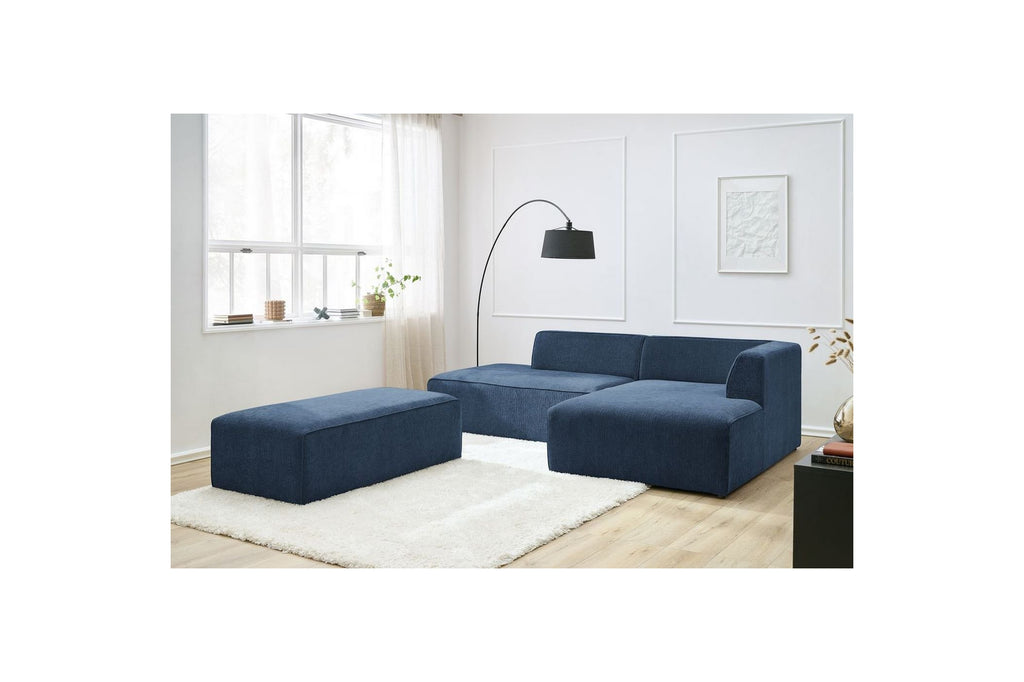 MEGEVE modular fixed corner sofa in textured fabric with pouffe - Right-hand corner - BOBOCHIC - The Bradery